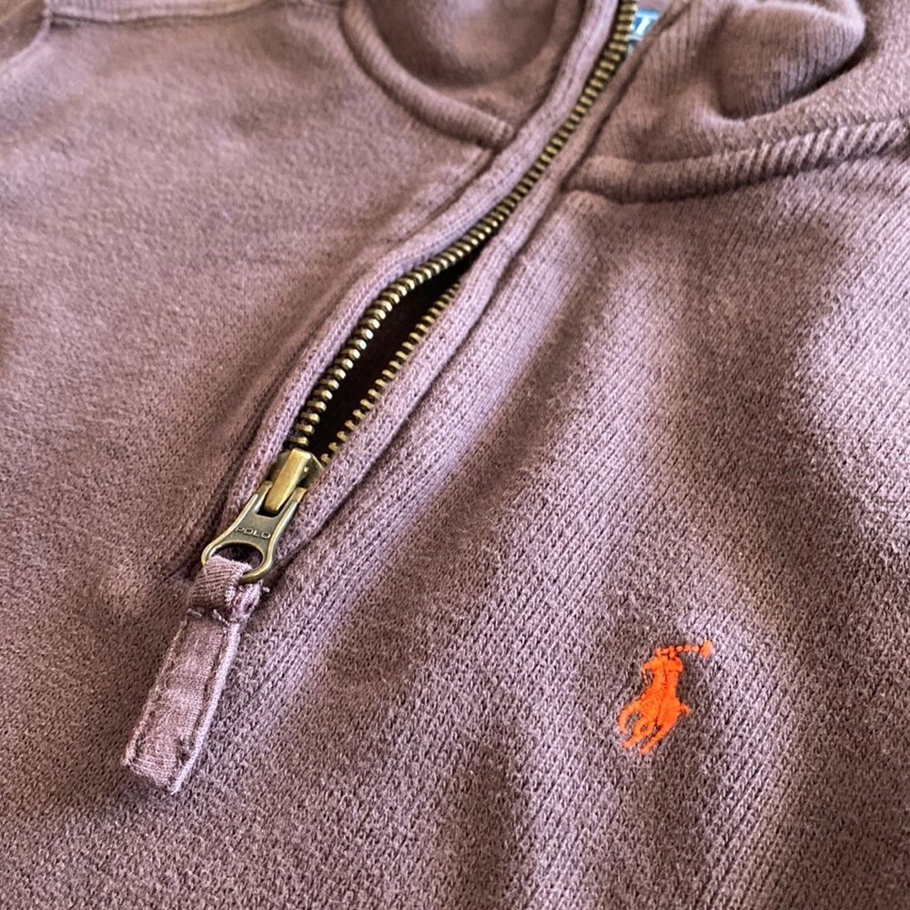 Boys Polo by Ralph Lauren Mock Neck Quarter Zip Pullover - Brown - Picture 4 of 6